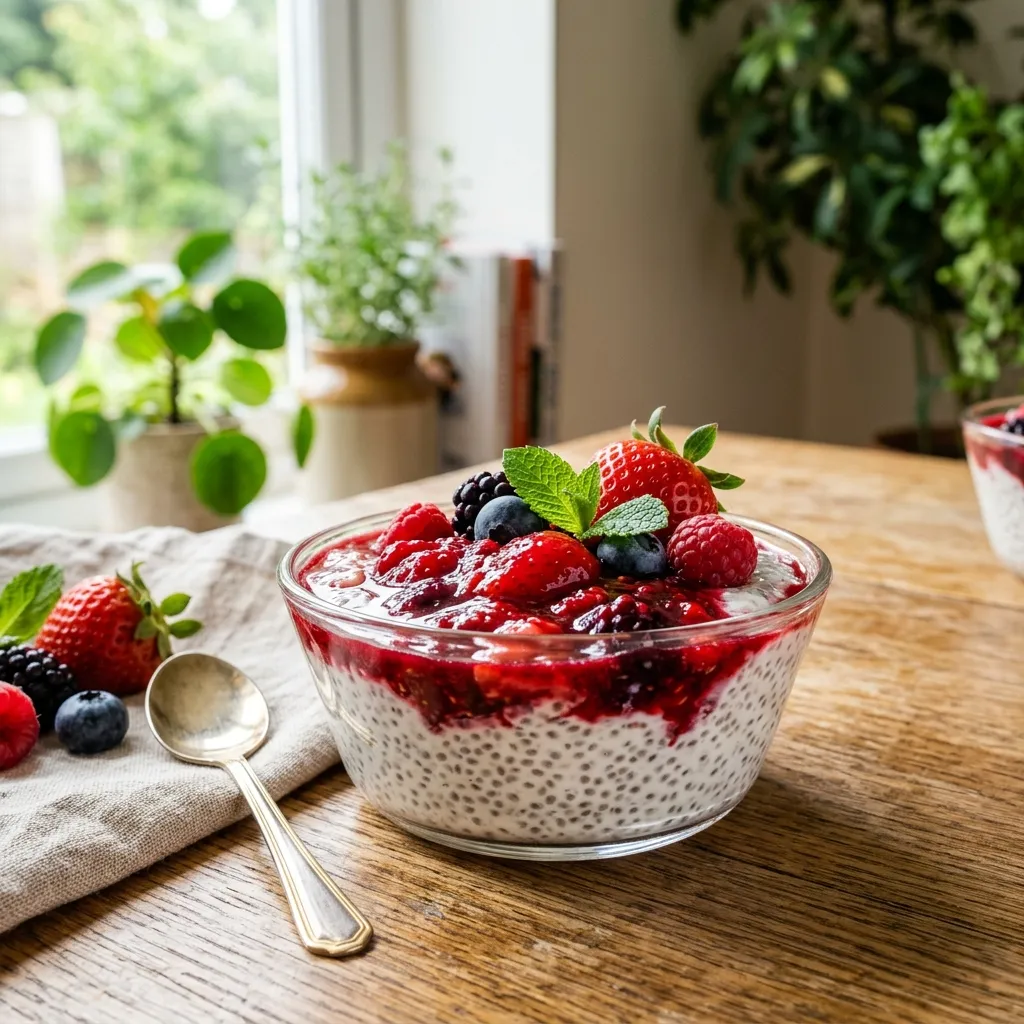 Pudim de Chia com Frutas Vermelhas